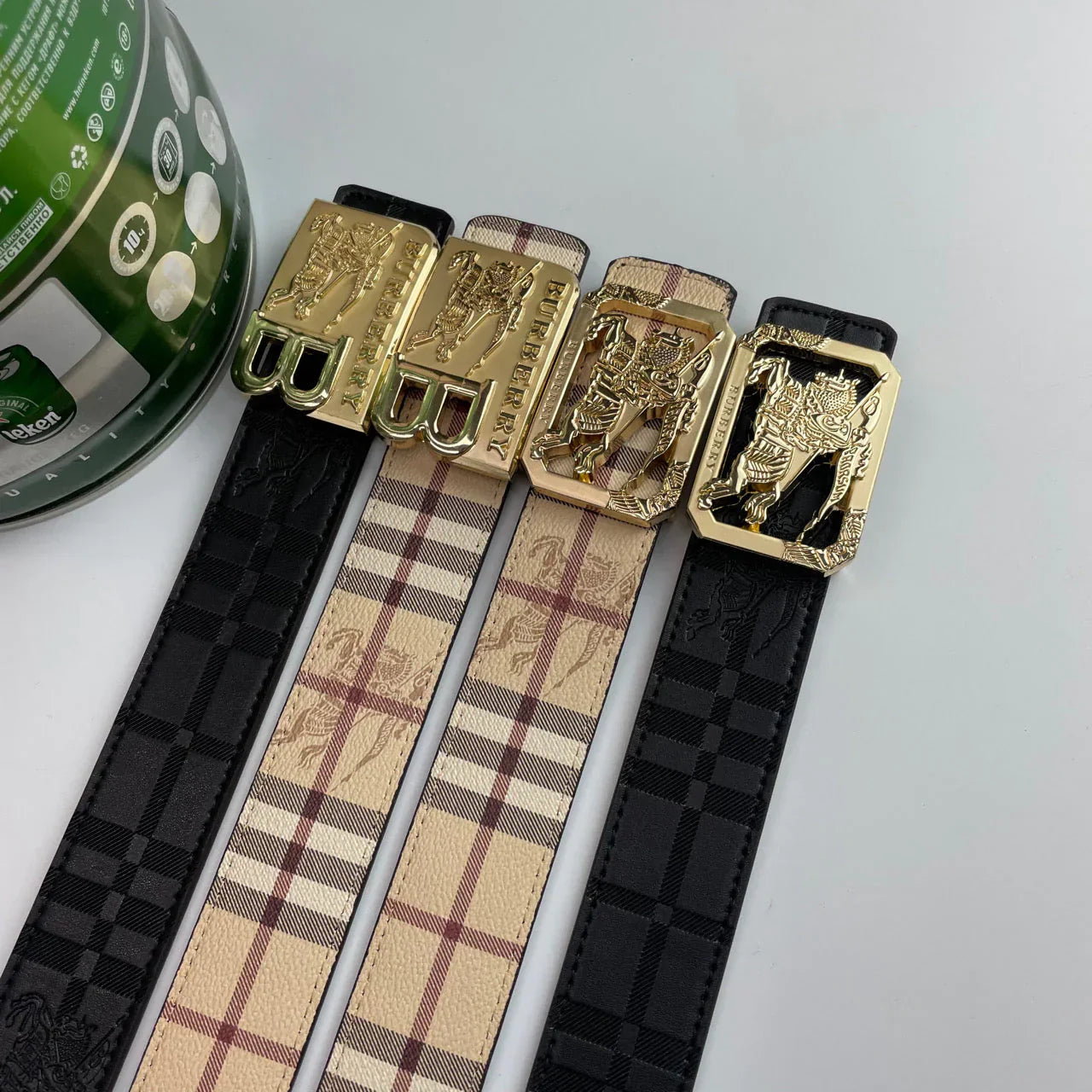 4 Colors printed letter buckle leather belt