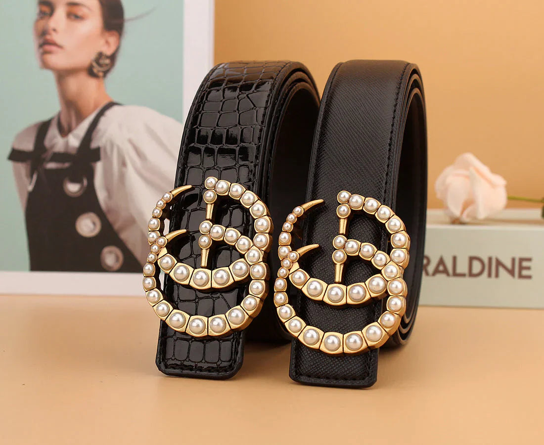 2 styles of double G pearl belt