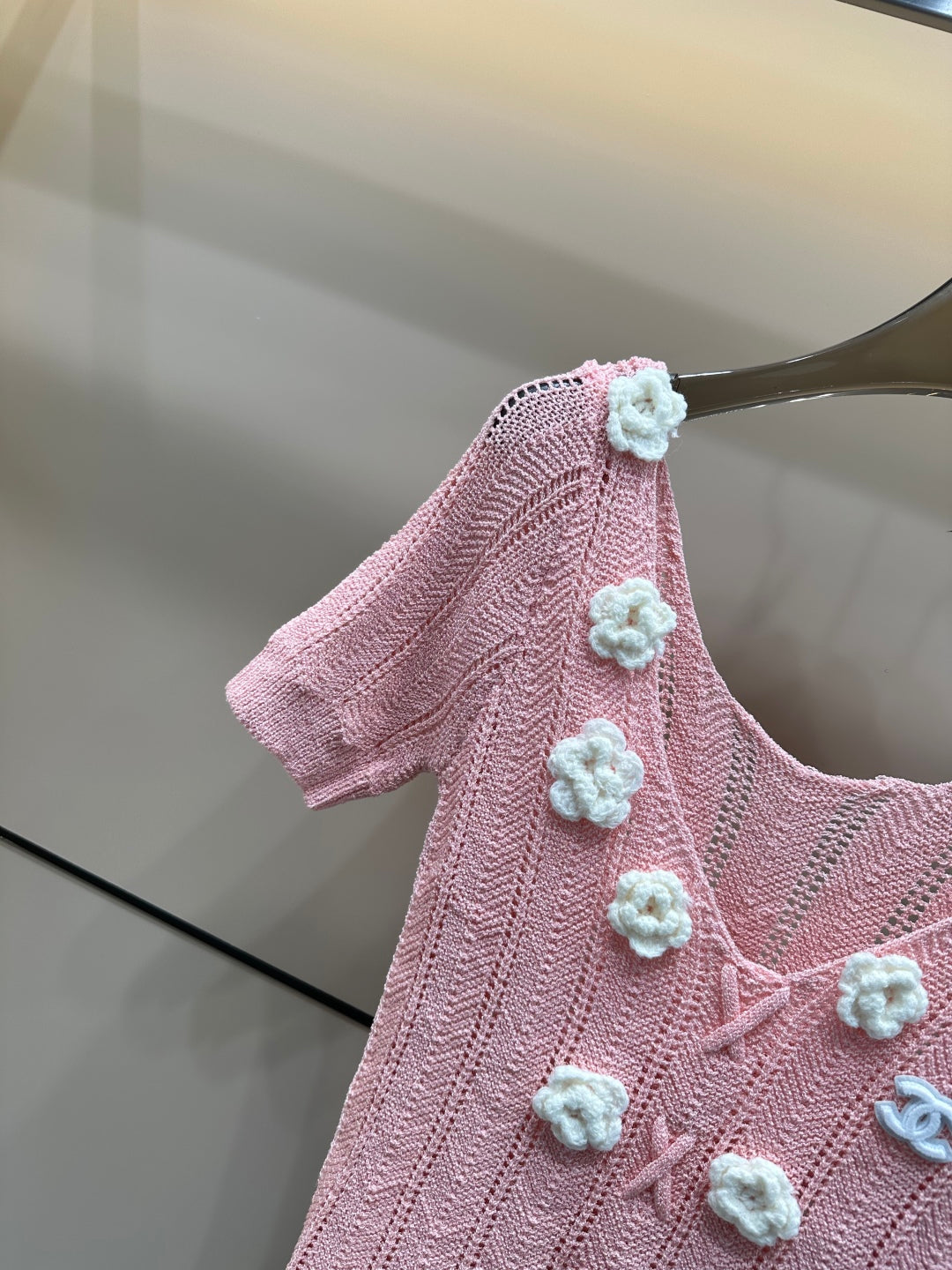 3D Flower Knitted Short Sleeve