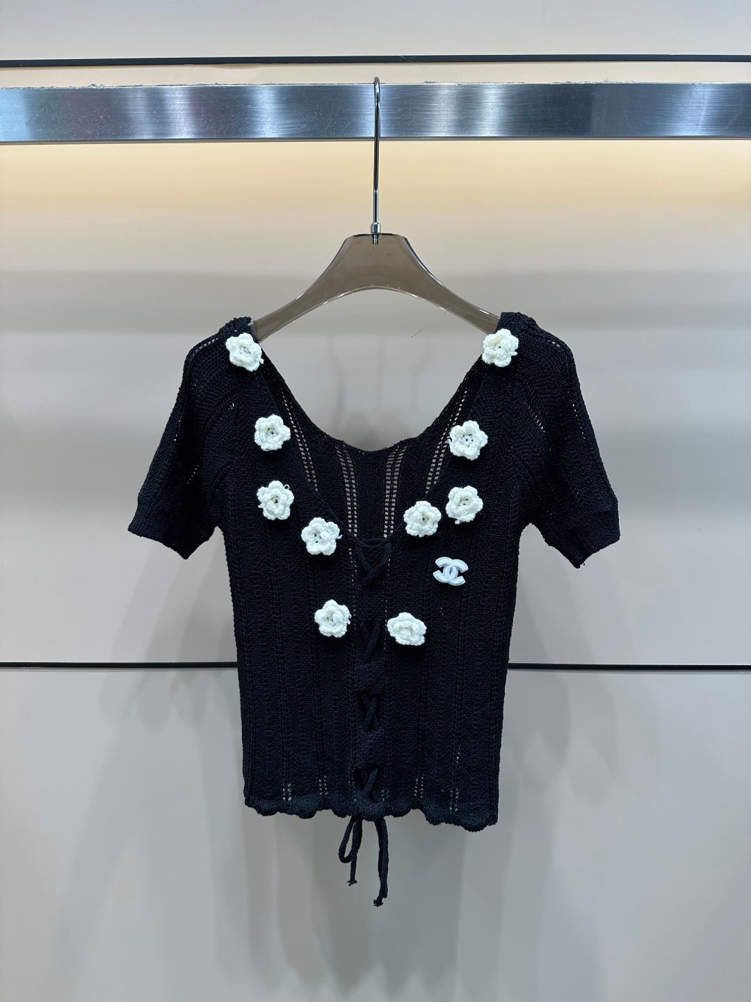 3D Flower Knitted Short Sleeve