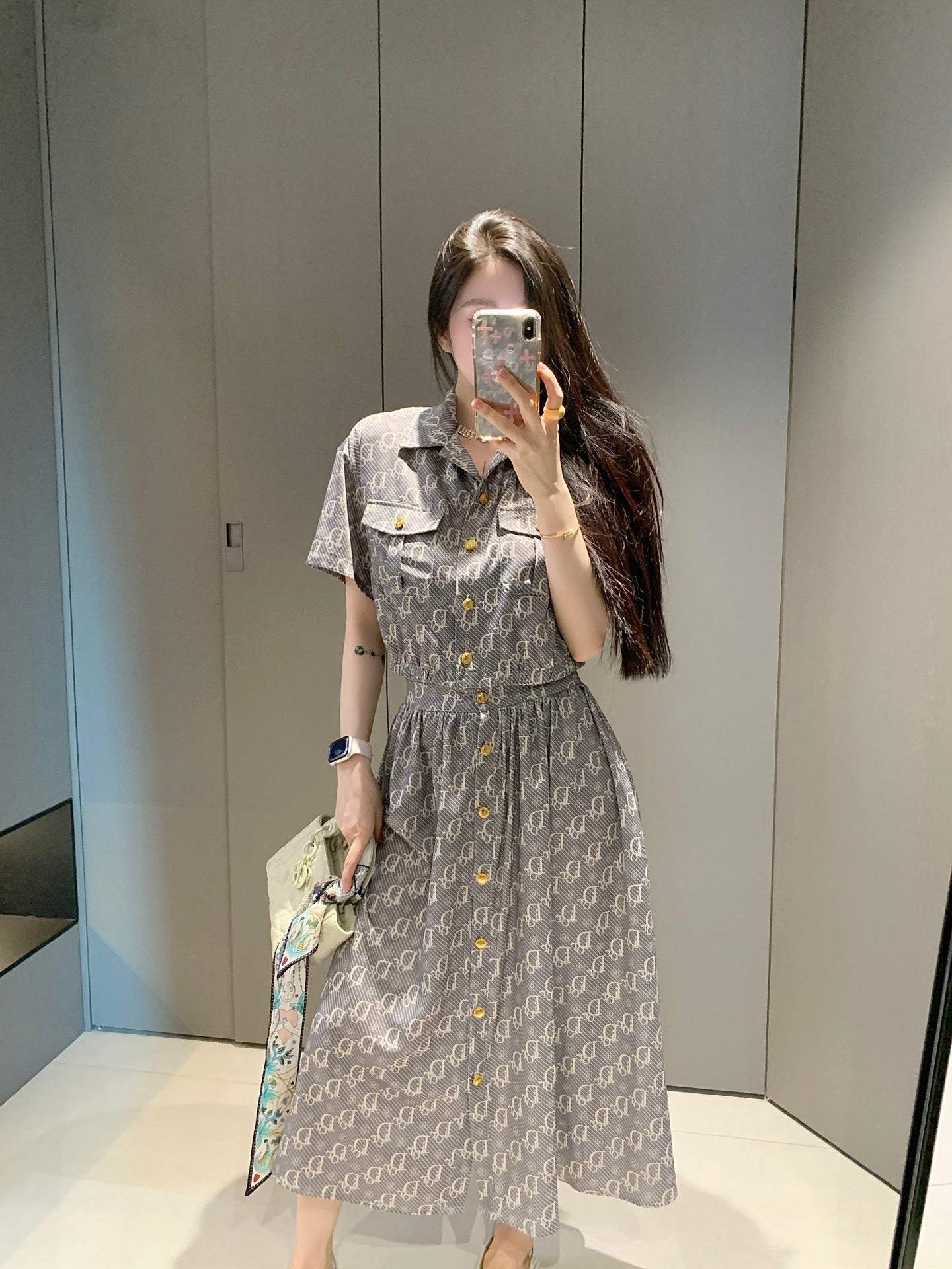 Vintage Elegant Embossed Top and Long Skirt Set