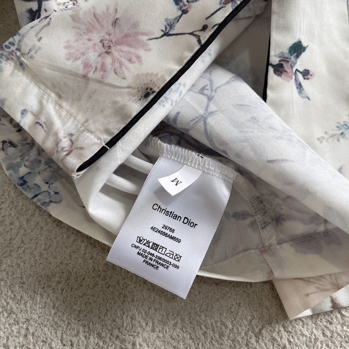 White Lightweight Silk Twill with Multicolor Millefiori Motif Shirt Pants Set
