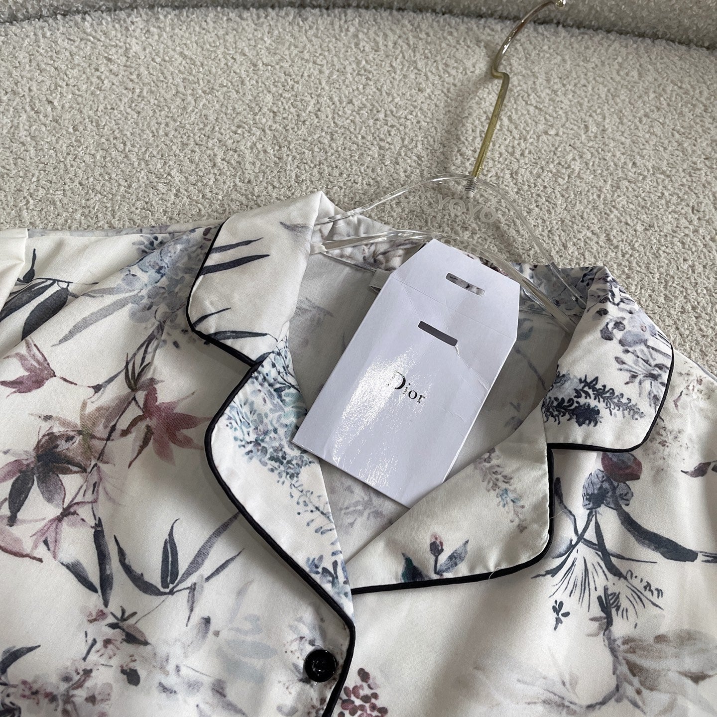White Lightweight Silk Twill with Multicolor Millefiori Motif Shirt Pants Set