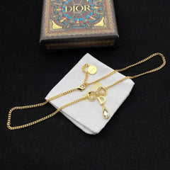 Bow Knot Crystal Diamond Pendant Necklace