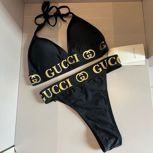 Wind golden letters sexy bikini set