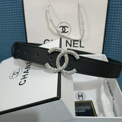 2 Colors  Double C Diamond Black Leather Belt