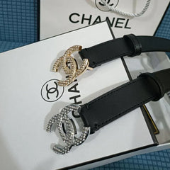 2 Colors  Double C Diamond Black Leather Belt