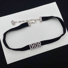 Zircon Letter Velvet Choker Necklace