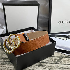 4 Colors Double G Pearl Litchi Pattern Double Sided Belt