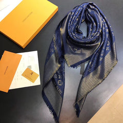 Classic Silk Navy Blue Shawl