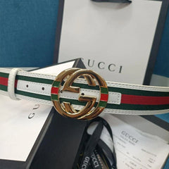3 Colors  Double G Stripe Leather Belt