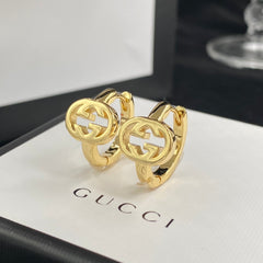 Simple Gold Monogram Circle Earrings