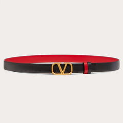 Women's Glossy Leather Metal Logo Belt