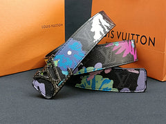 3 Colors  four-leaf clover graffiti carved belt