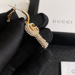 Double G Diamond Key Earrings