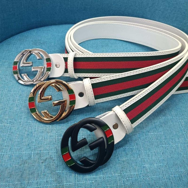 3 Colors  Double G Stripe Leather Belt