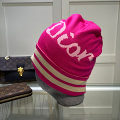 Simple large letter jacquard wool hat