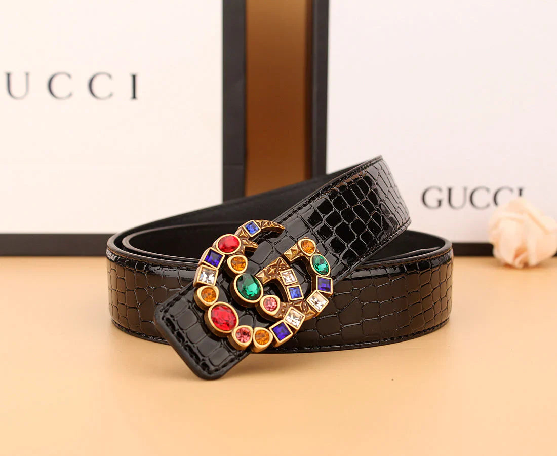 2  double G irregular colored diamond belts