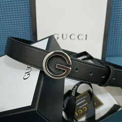 3 Colors  Single G Black Leather Belt