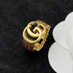 Vintage Cutout Chain Open Ring