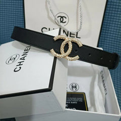 2 Colors  Double C Diamond Black Leather Belt