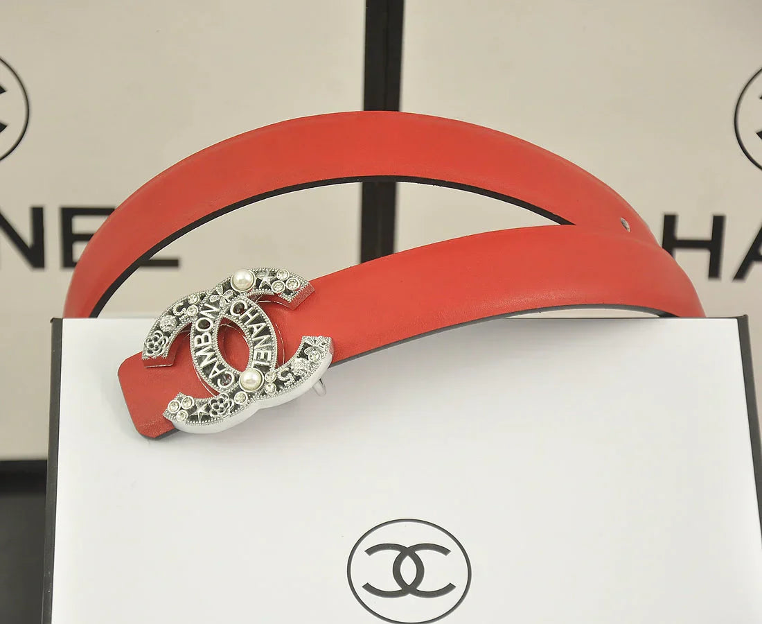 6 color  rhinestone pearl letter belt