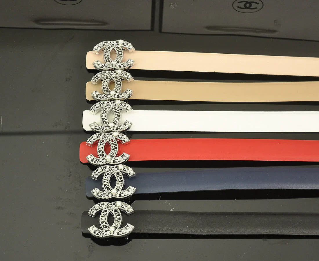 6 color  rhinestone pearl letter belt