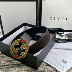 4 Colors  double-G three-layer lychee pattern double-sided belt