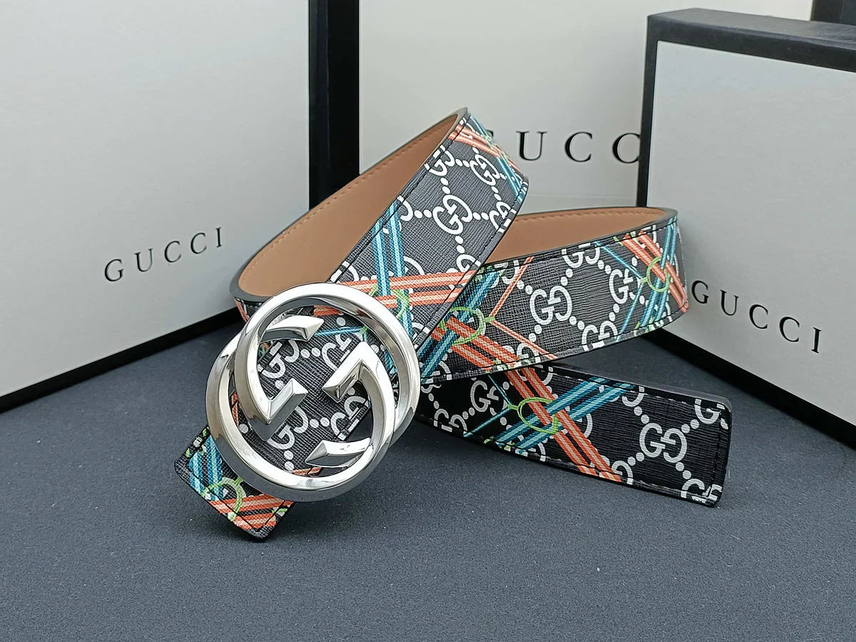 3 Colors  double G stripe calico belt