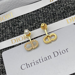 Simple Pearl Letter Stud Earrings