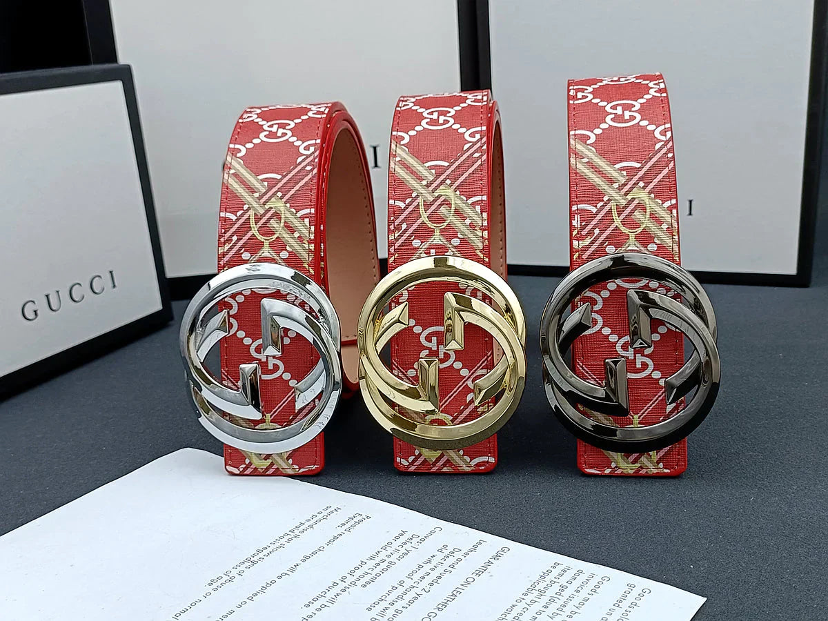 3 Colors  double G stripe calico belt Gender: general