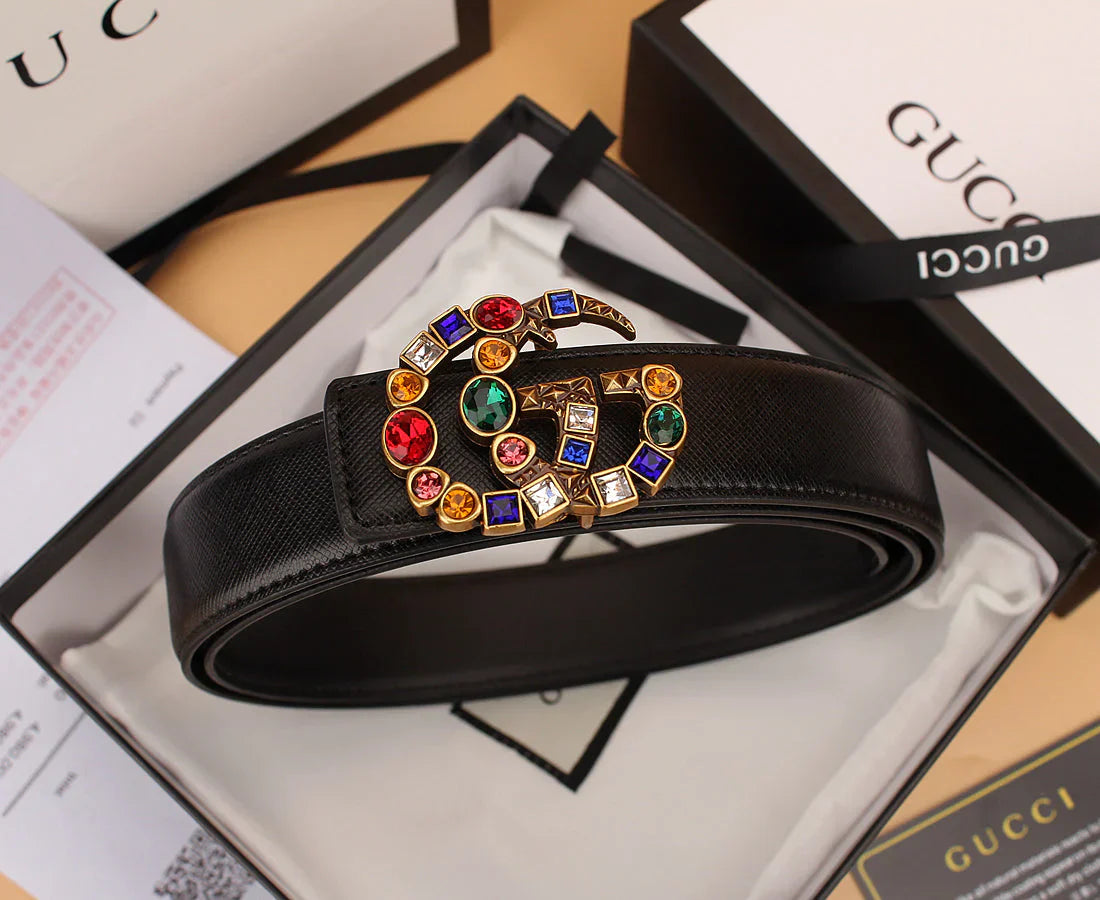 2  double G irregular colored diamond belts