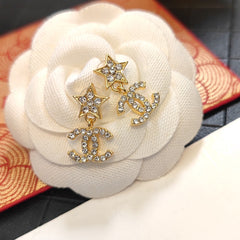 Trendy Diamond Star Logo Earrings