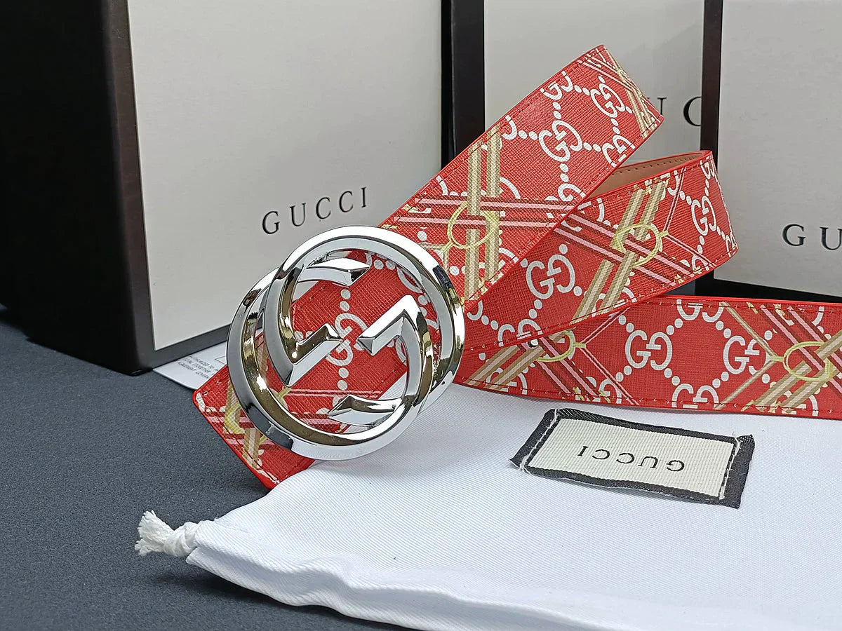3 Colors  double G stripe calico belt Gender: general