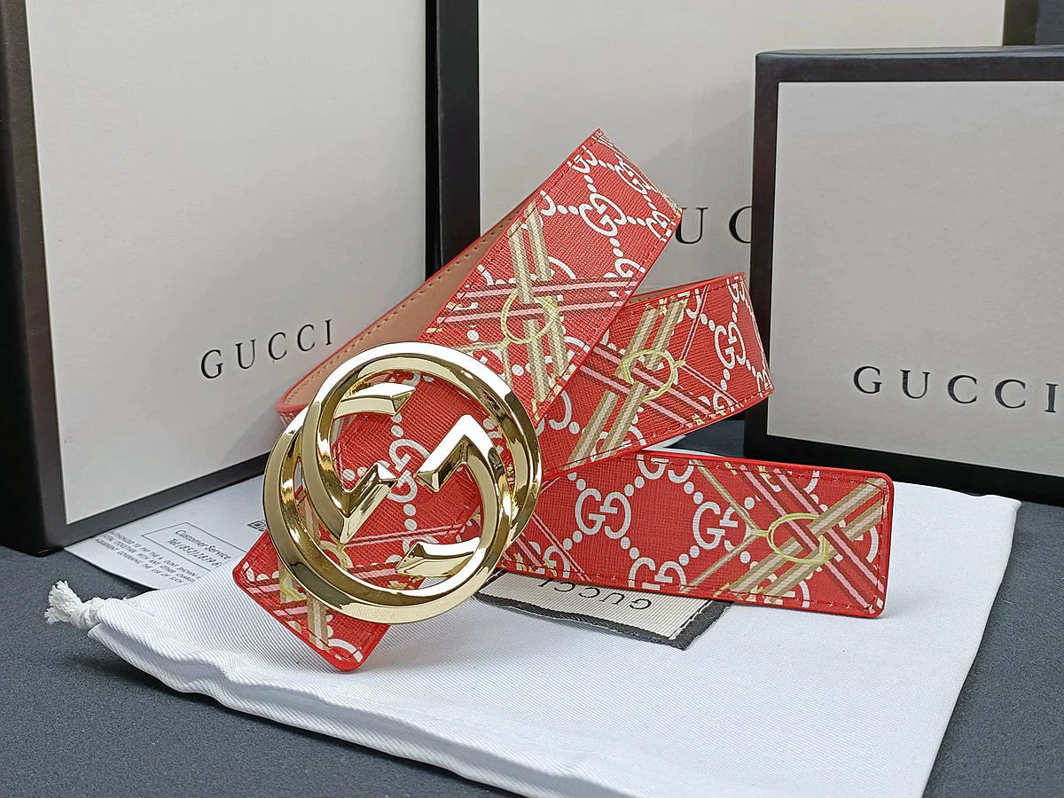 3 Colors  double G stripe calico belt Gender: general