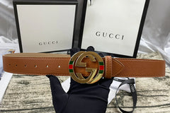 4 Colors  double-G three-layer lychee pattern double-sided belt