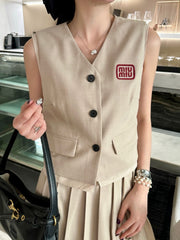 Craft vest + pleated skirt set