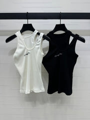 Off-the-shoulder cotton vest