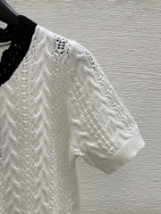 Crew neck contrast knitted T-shirt