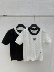 Crew neck contrast knitted T-shirt