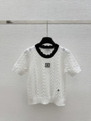 Crew neck contrast knitted T-shirt