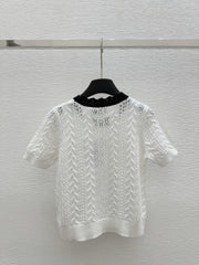 Crew neck contrast knitted T-shirt