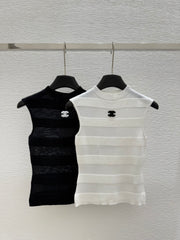 Crew Neck Layered Mesh Knit Vest