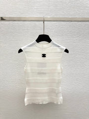 Crew Neck Layered Mesh Knit Vest