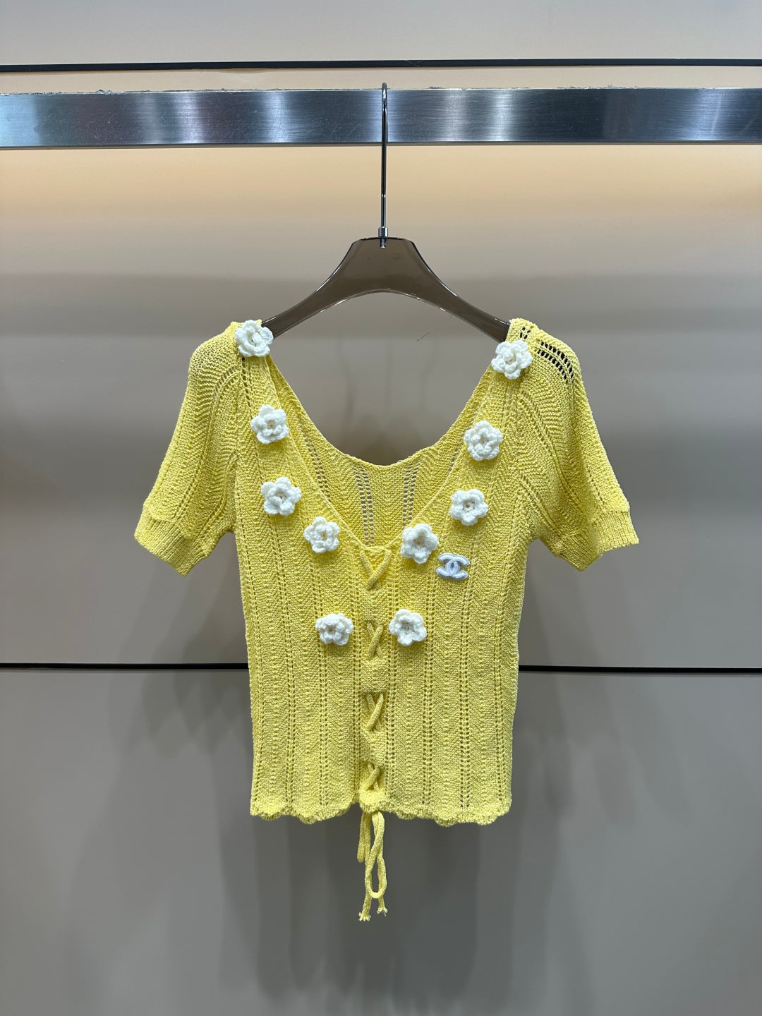 3D Flower Knitted Short Sleeve