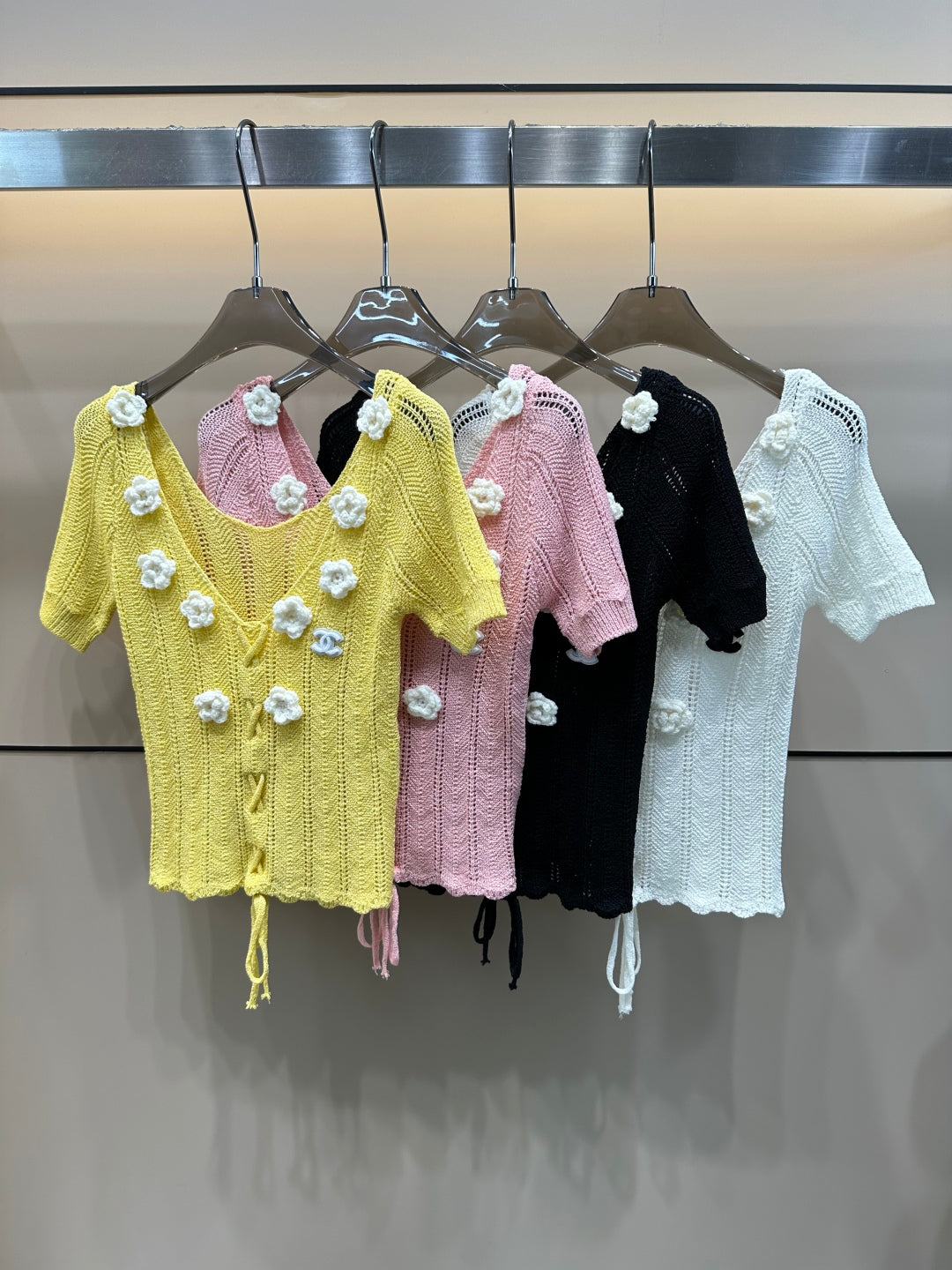 3D Flower Knitted Short Sleeve