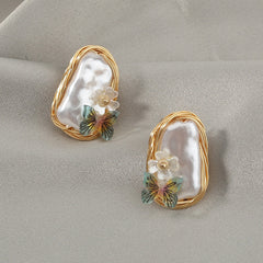 Elegant Hand-Wound Baroque Pearl Butterfly Stud Earrings
