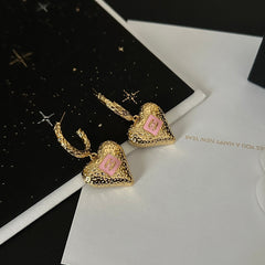 Vintage brass heart earrings