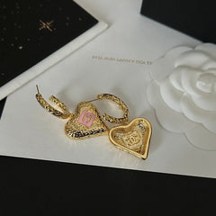 Vintage brass heart earrings