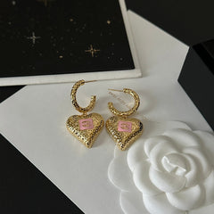 Vintage brass heart earrings